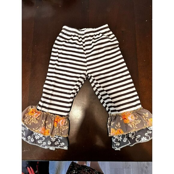 Boutique Other - Girl's Boutique Striped & Ruffle Pants Size XS [GREAT]